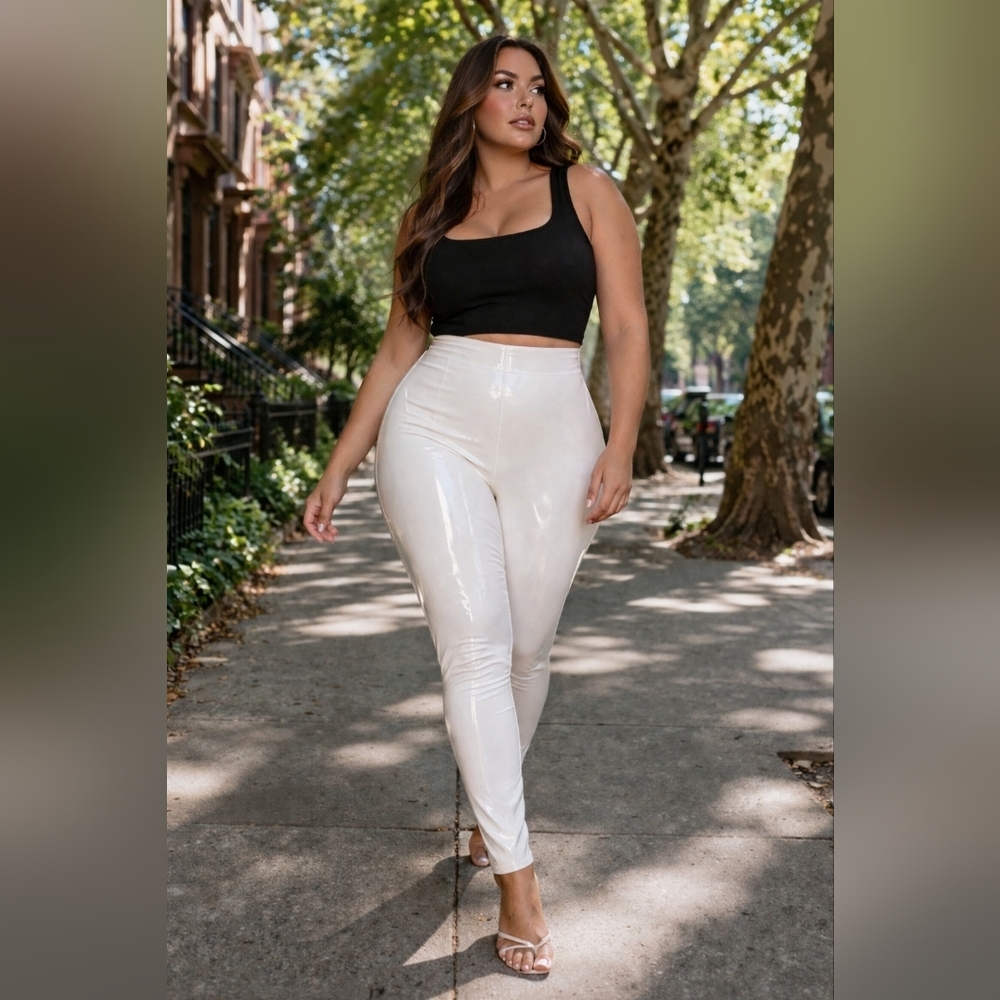 Commando Shiny White High-Rise Faux Latex Leggings